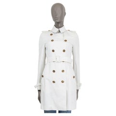 Vintage BURBERRY white cotton KENSINGTON TRENCH Coat Jacket 8 S
