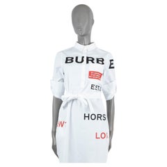BURBERRY Weißes KILEY HORSEFERRY PRINT BELTED SHIRT Kleid aus Baumwolle 6 XS