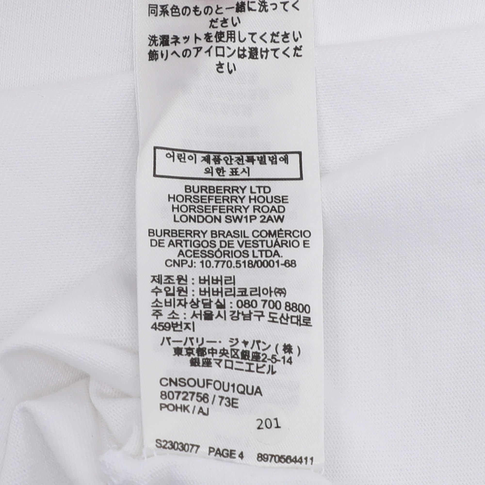 Burberry White Cotton Logo T-Shirt M For Sale 2