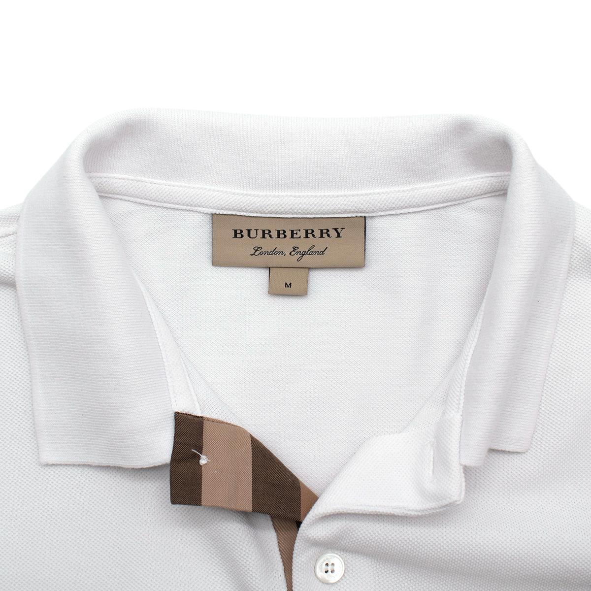 Gray Burberry White Cotton Pique Polo Shirt with Dragon Applique - US M For Sale
