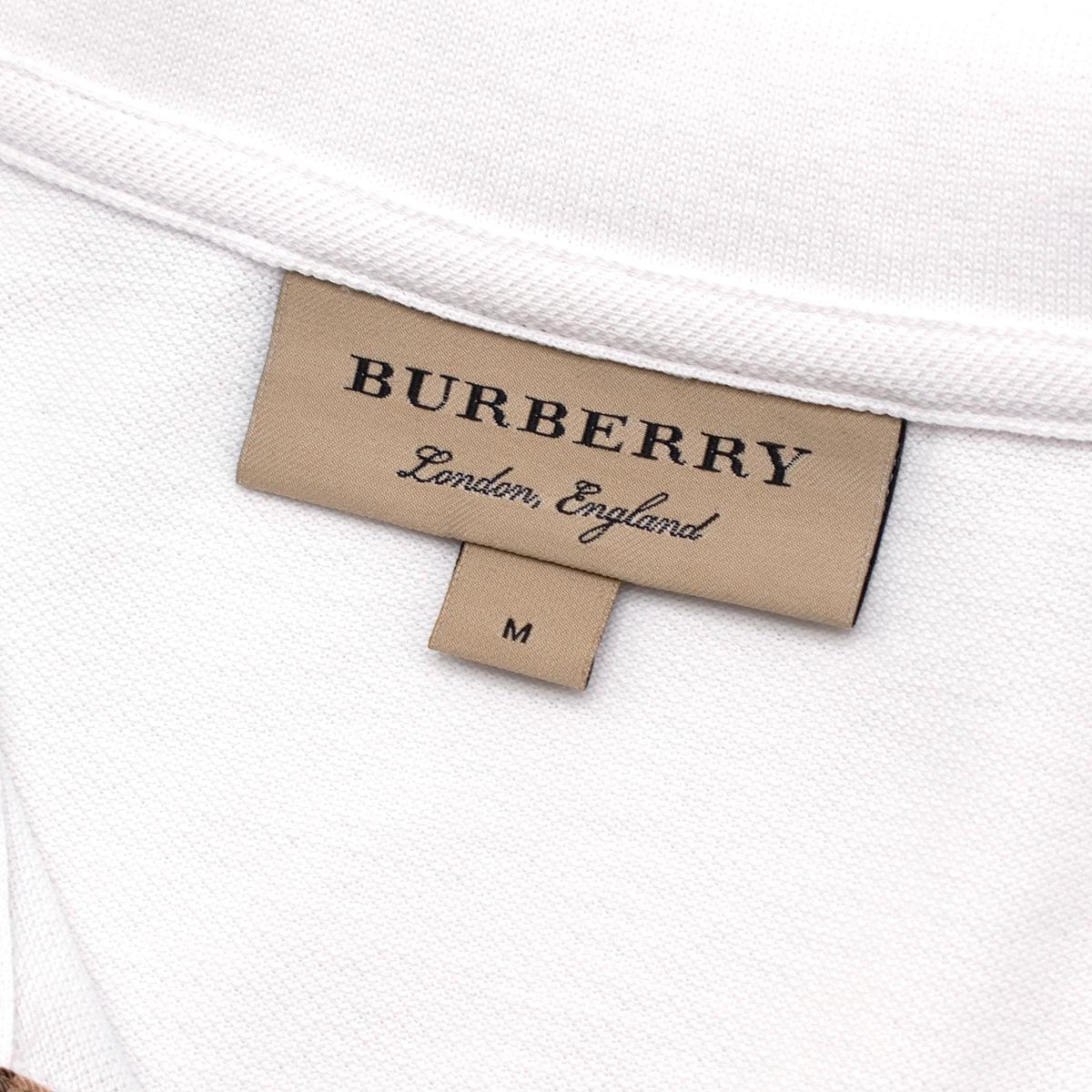 Burberry White Cotton Pique Polo Shirt with Dragon Applique - US M In New Condition For Sale In London, GB