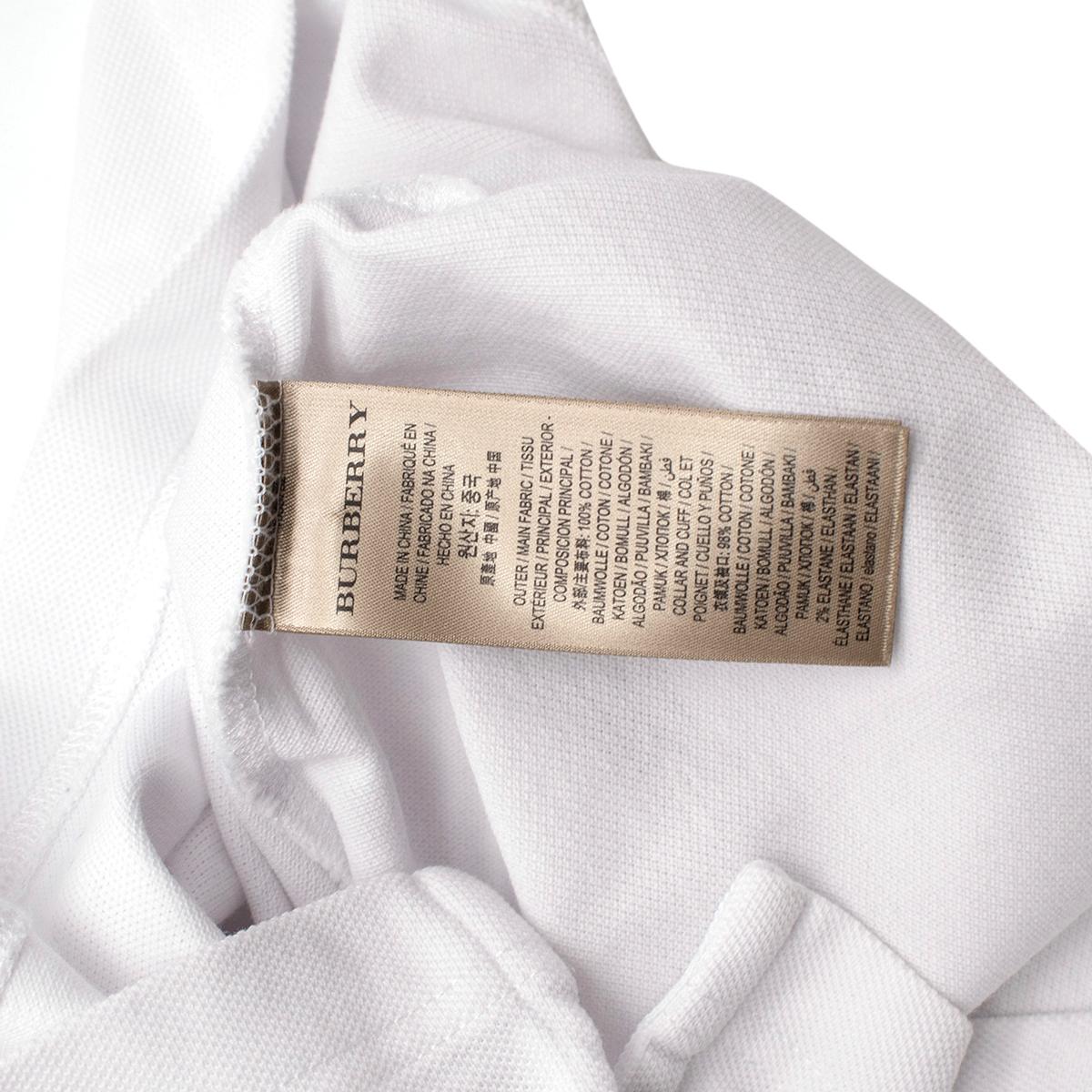 Burberry White Cotton Pique Polo Shirt with Dragon Applique - US M For Sale 3