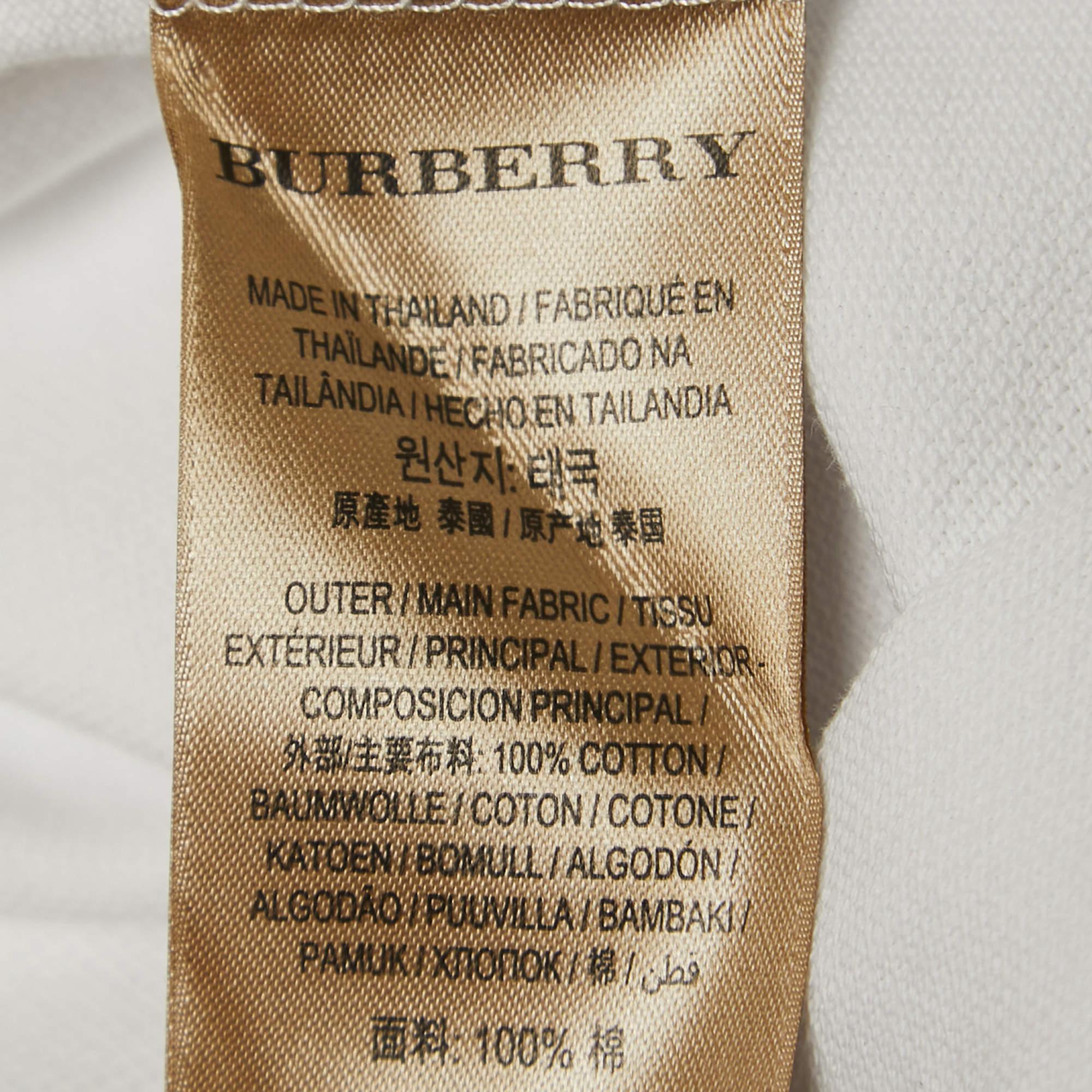 Women's Burberry White Cotton Pique Polo T-Shirt L