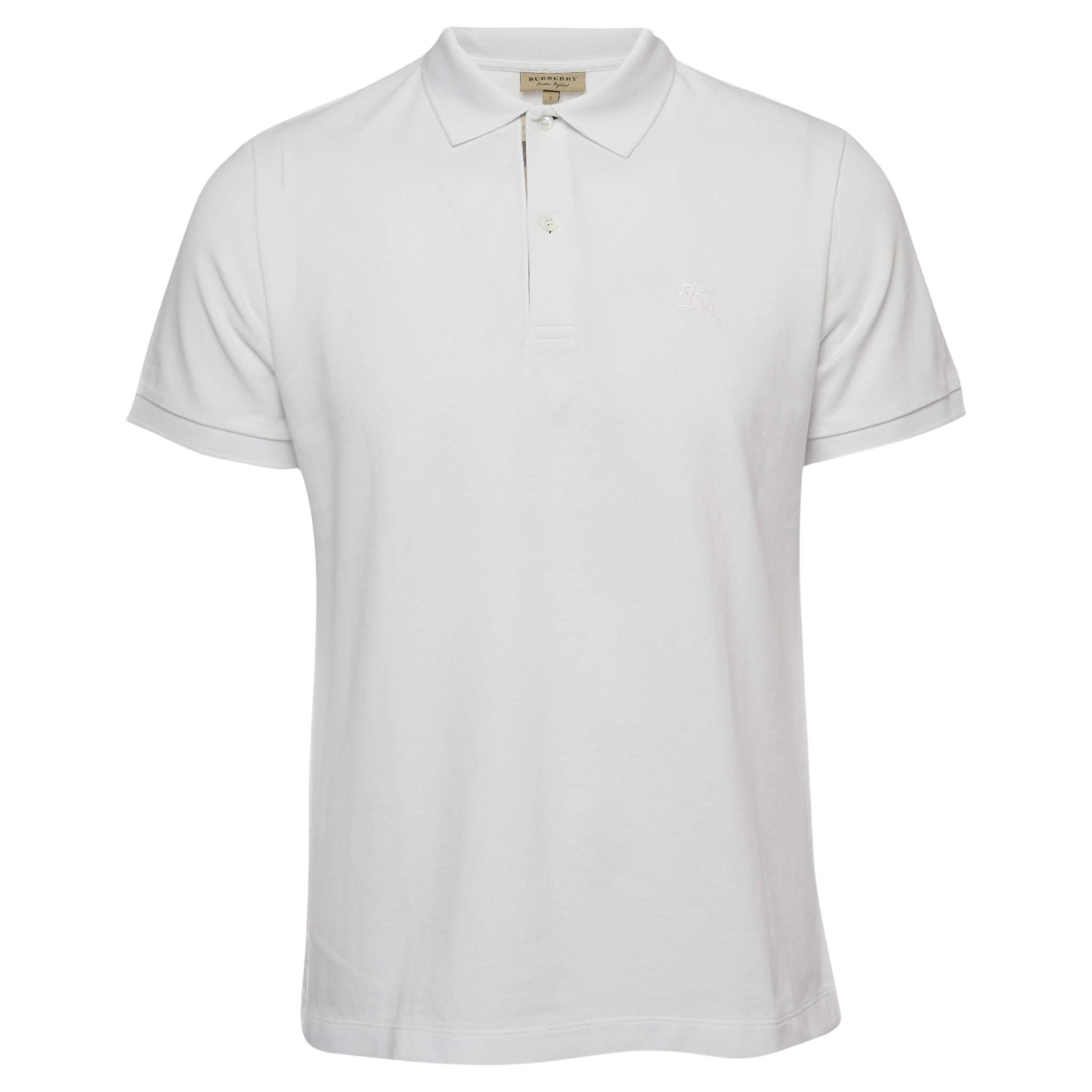 Burberry White Cotton Pique Polo T-Shirt L