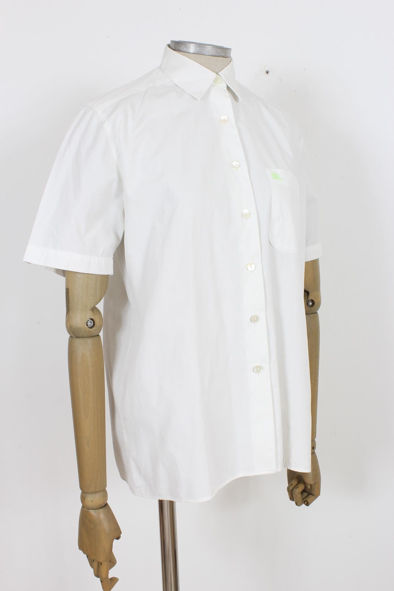 Burberry Weiß Baumwolle Vintage Shirt 90s Damen im Angebot