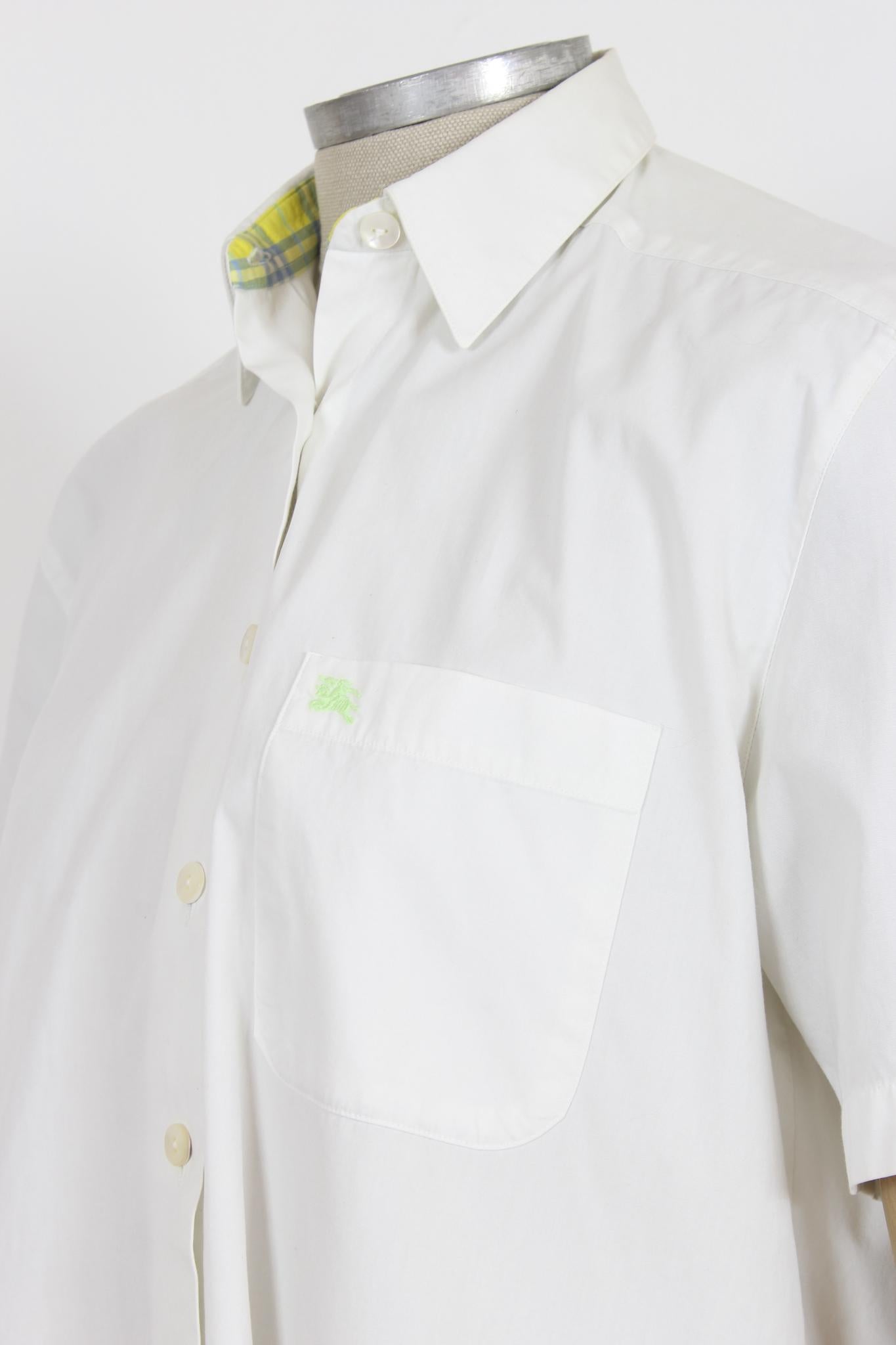 Burberry Weiß Baumwolle Vintage Shirt 90s im Angebot 1