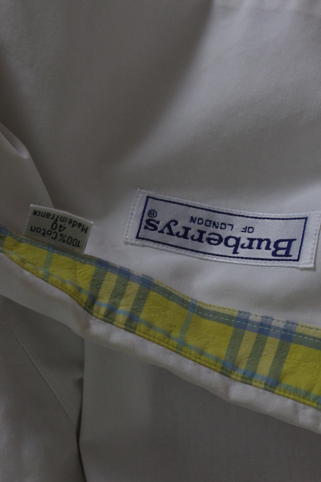 Burberry White Cotton Vintage Shirt 90s For Sale 2
