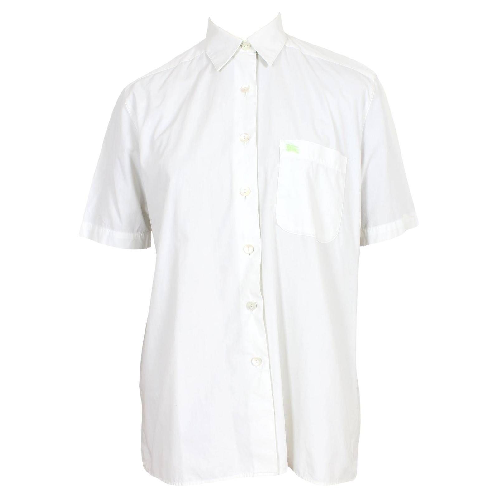 Burberry White Cotton Vintage Shirt 90s For Sale
