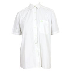 Burberry White Cotton Used Shirt 90s
