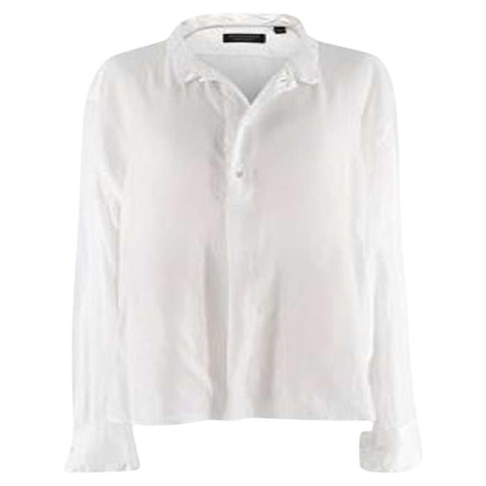 Burberry White Cotton Voile Blouse For Sale