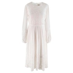 Burberry White Floral Embroidered Dress S 10 