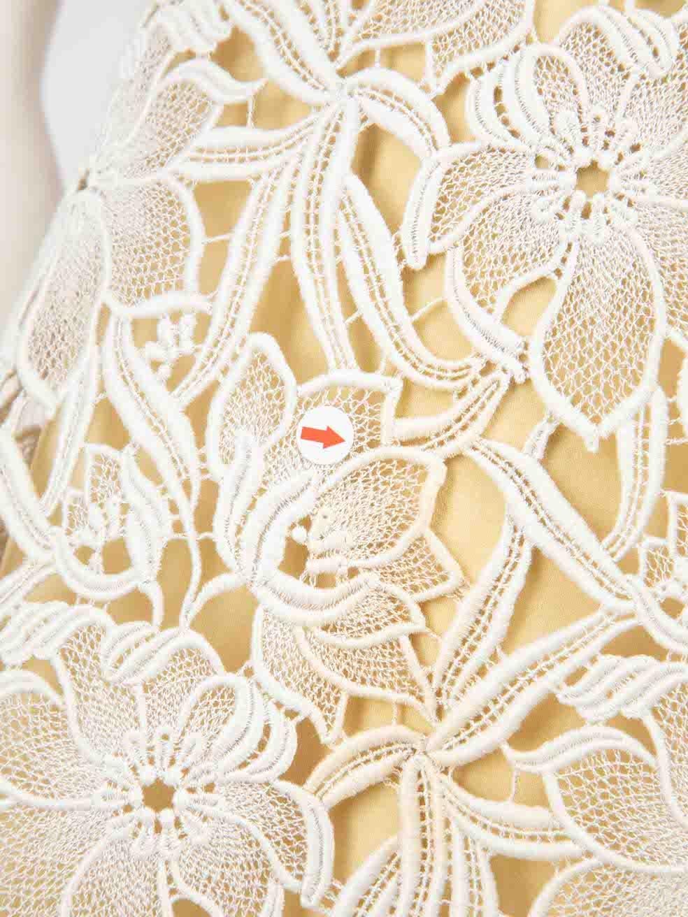 Women's Burberry White Floral Lace Bow Detail Dress Size L