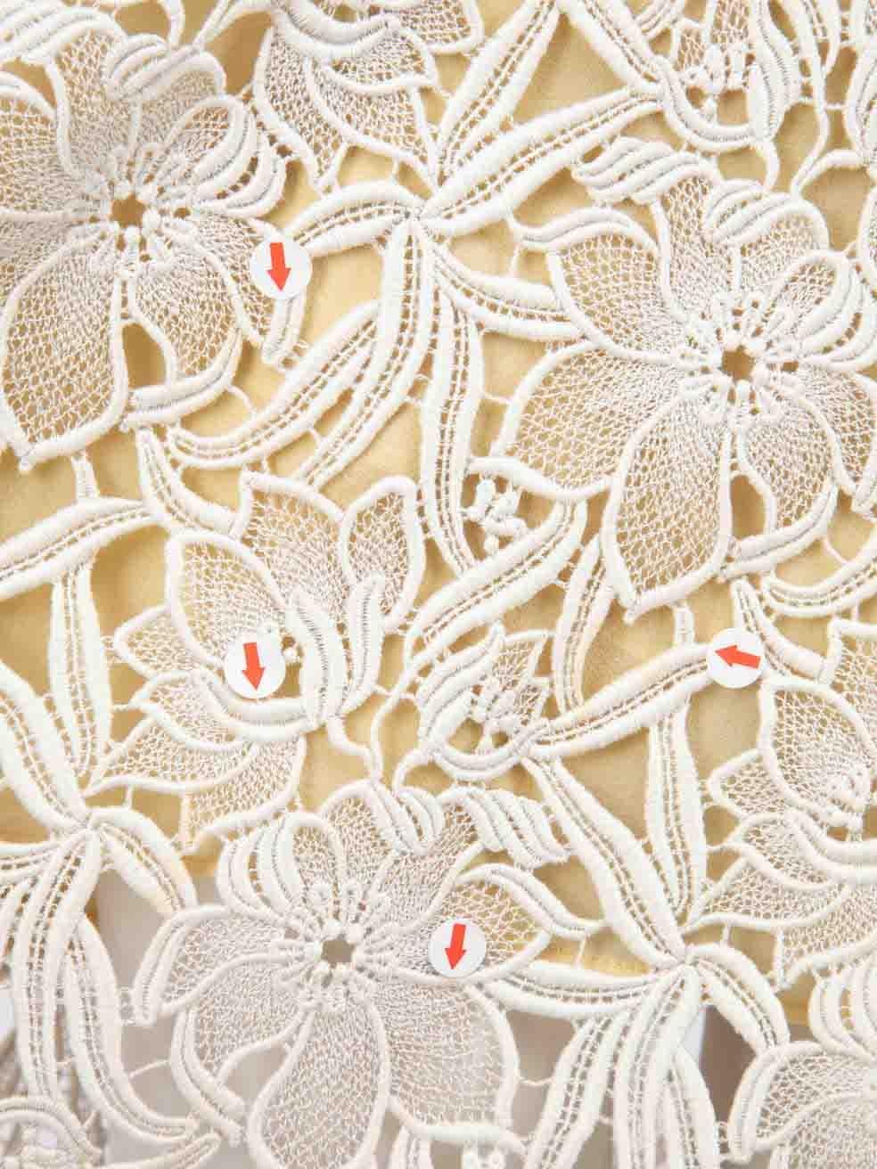Burberry White Floral Lace Bow Detail Dress Size L 2