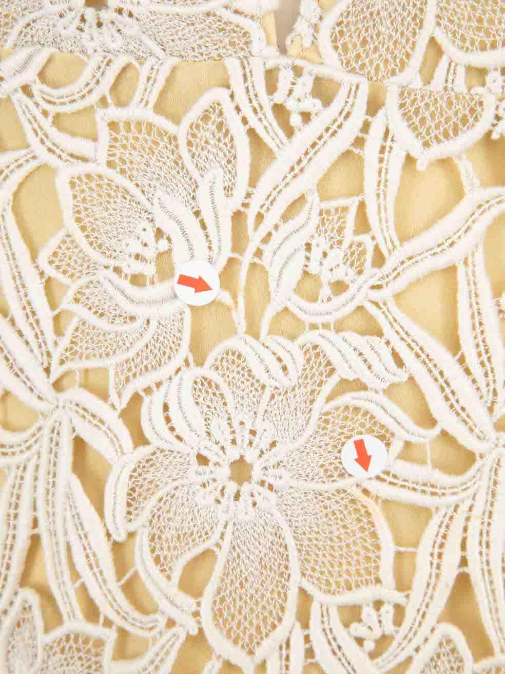 Burberry White Floral Lace Bow Detail Dress Size L For Sale 3