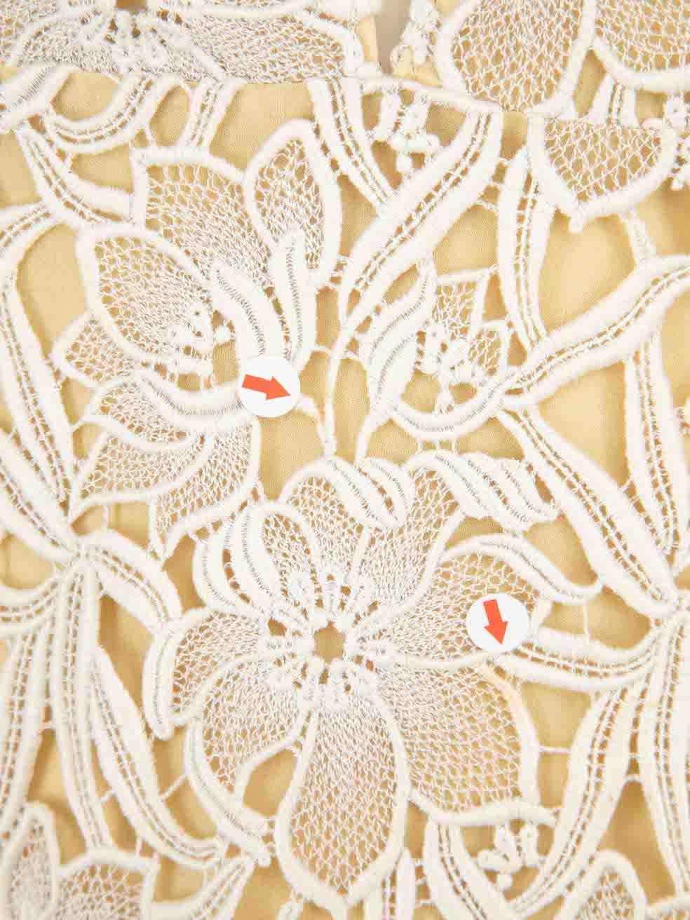 Burberry White Floral Lace Bow Detail Dress Size L 3