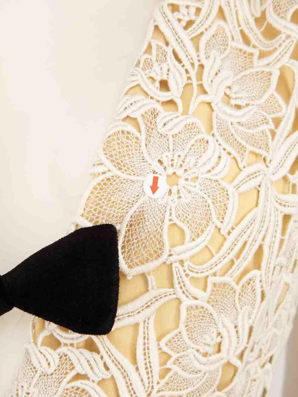 Burberry White Floral Lace Bow Detail Dress Size L 4