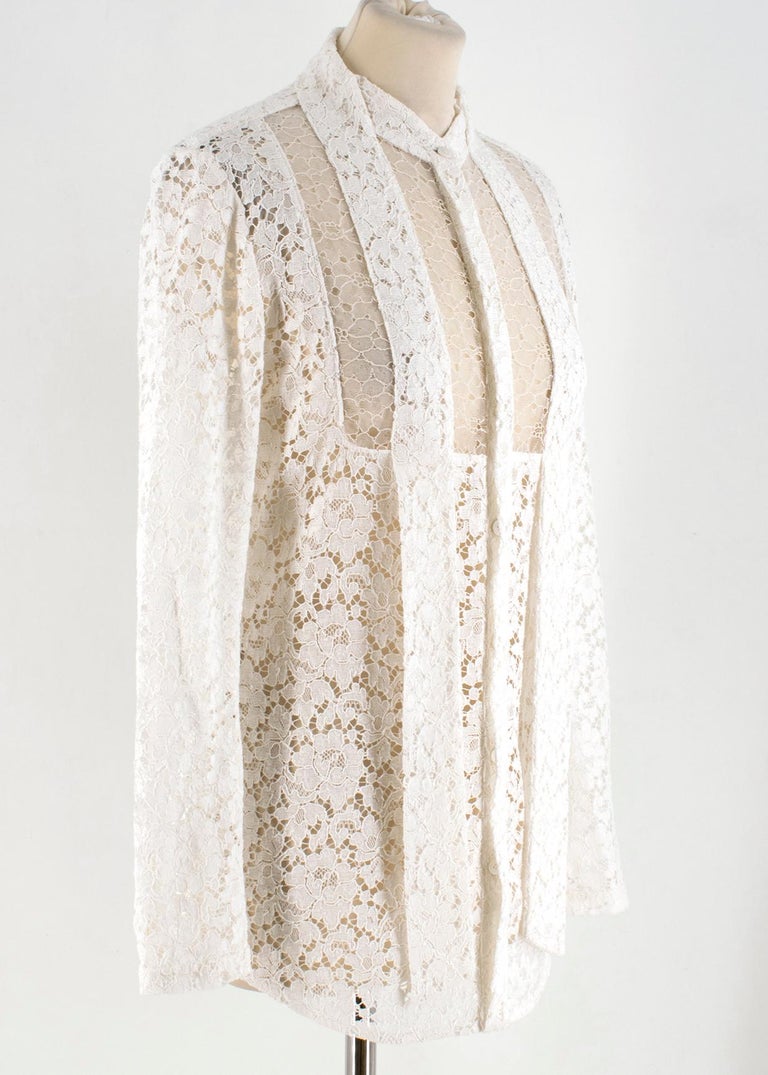 Burberry White Lace Shirt US 6 For Sale at 1stdibs