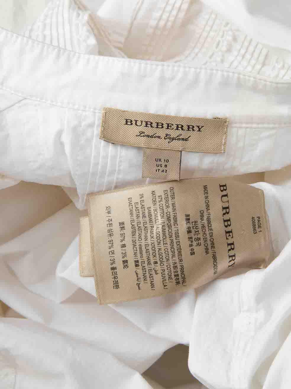 Burberry White Lace Trim Belted Shirt Dress Size M For Sale 1