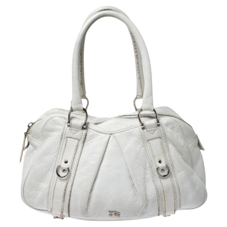 Burberry - Cartable Ashbury en cuir blanc en vente