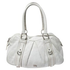 Burberry White Leather Ashbury Satchel