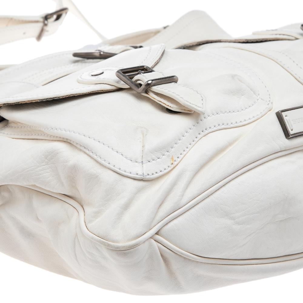 Burberry Borsa a tracolla Crompton in pelle bianca 5