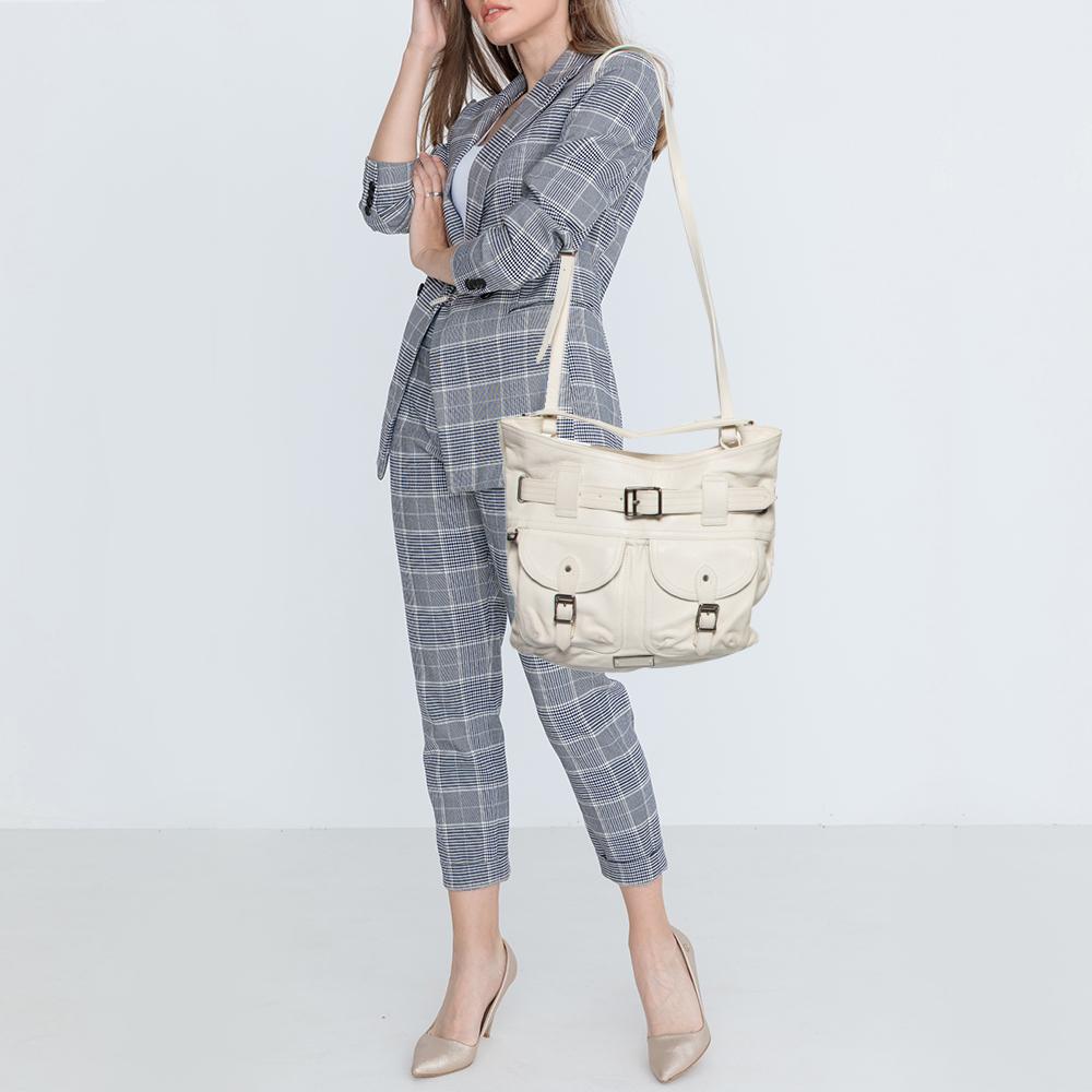 Grigio Burberry Borsa a tracolla Crompton in pelle bianca