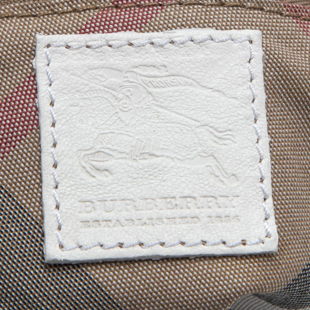 Burberry White Leather Crompton Shoulder Bag In Good Condition In Dubai, Al Qouz 2