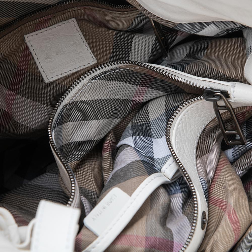 Burberry Borsa a tracolla Crompton in pelle bianca 3