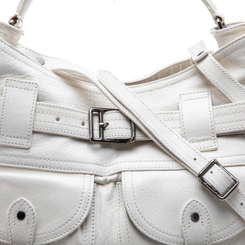 Burberry Borsa a tracolla Crompton in pelle bianca 4