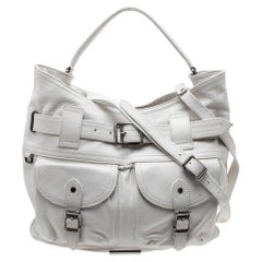 Burberry White Leather Crompton Shoulder Bag