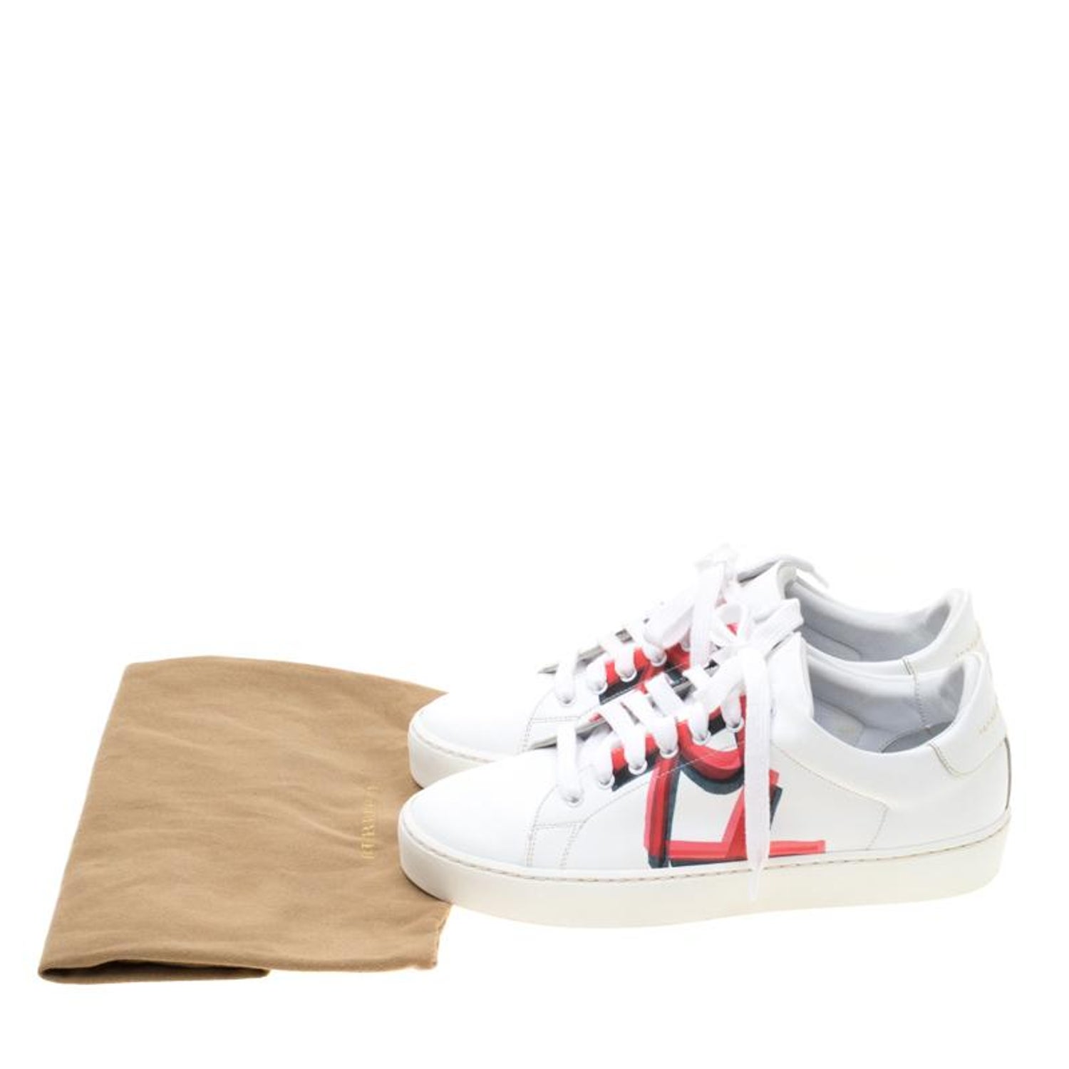 Burberry White Leather Graffiti Lace Up Sneakers Size 36 For Sale at 1stDibs