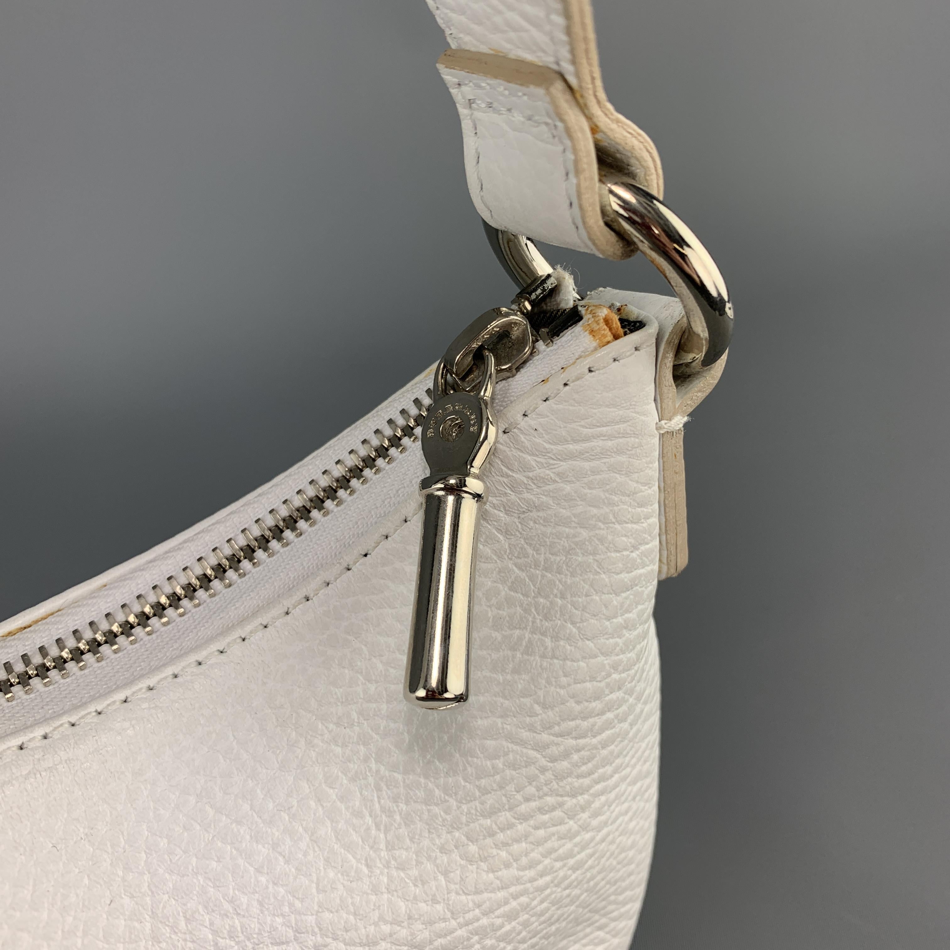 BURBERRY White Leather Mini Patch Flap Pocket Shoulder Bag Purse In Good Condition In San Francisco, CA