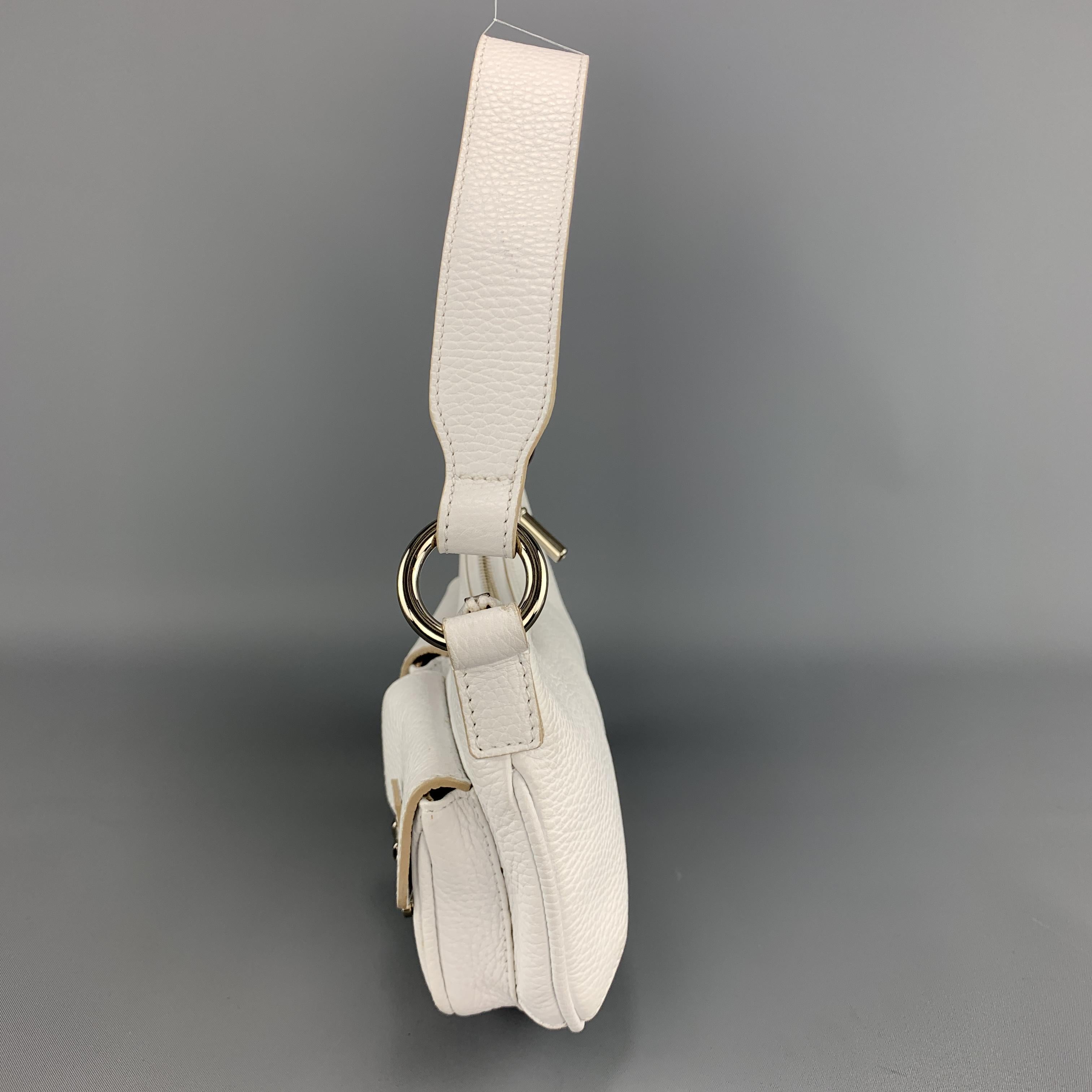 Women's BURBERRY White Leather Mini Patch Flap Pocket Shoulder Bag Purse