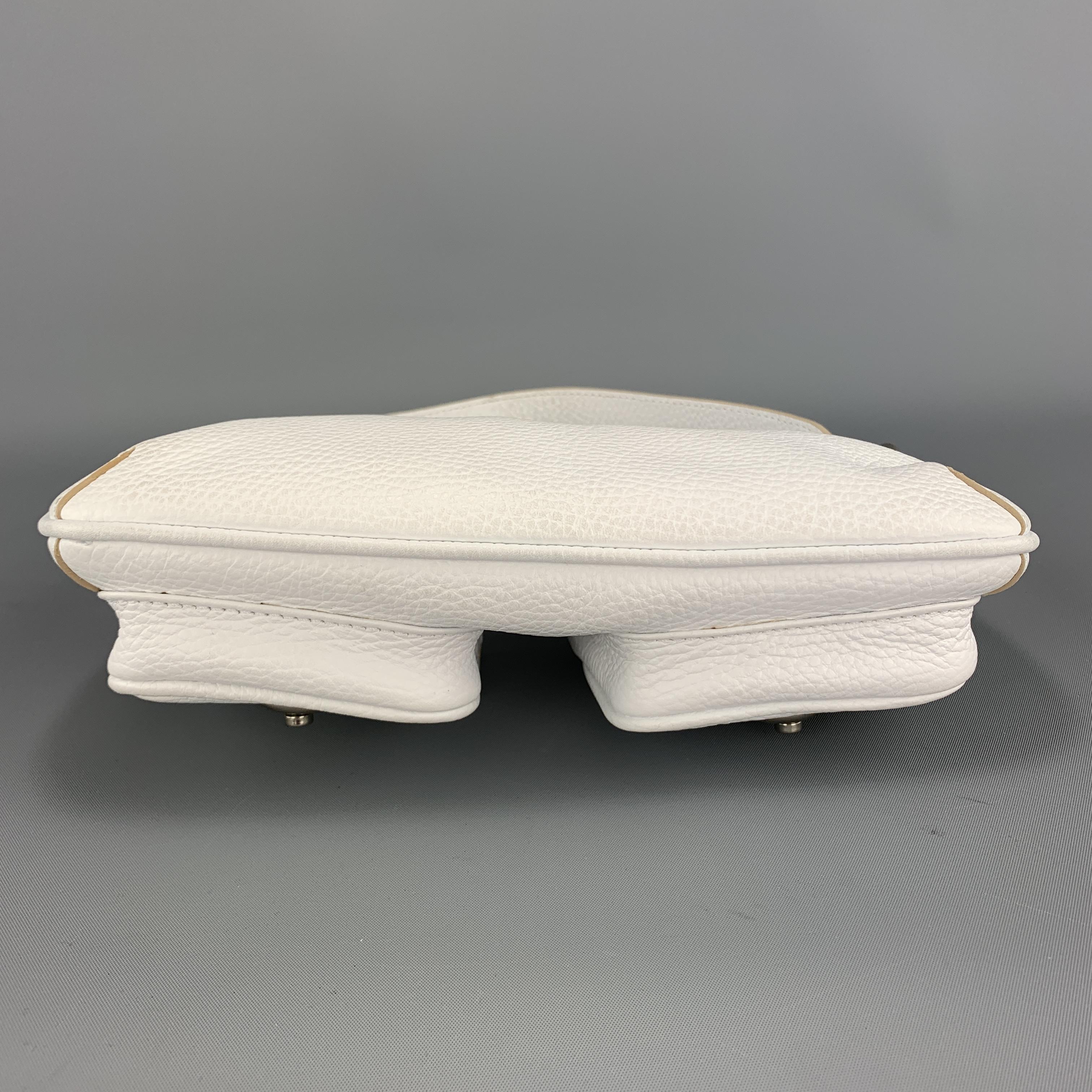 BURBERRY White Leather Mini Patch Flap Pocket Shoulder Bag Purse 1