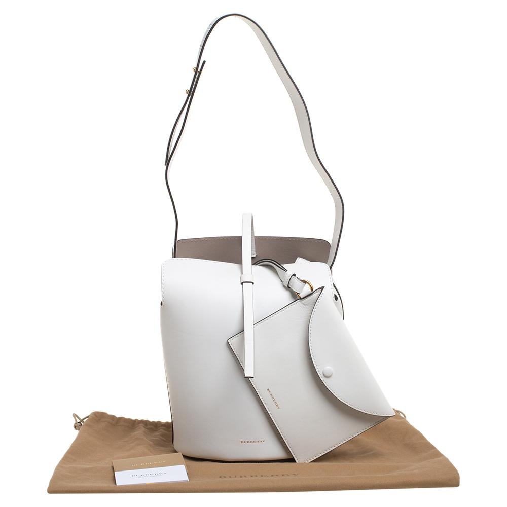 Burberry White Leather Small Bucket Bag 3