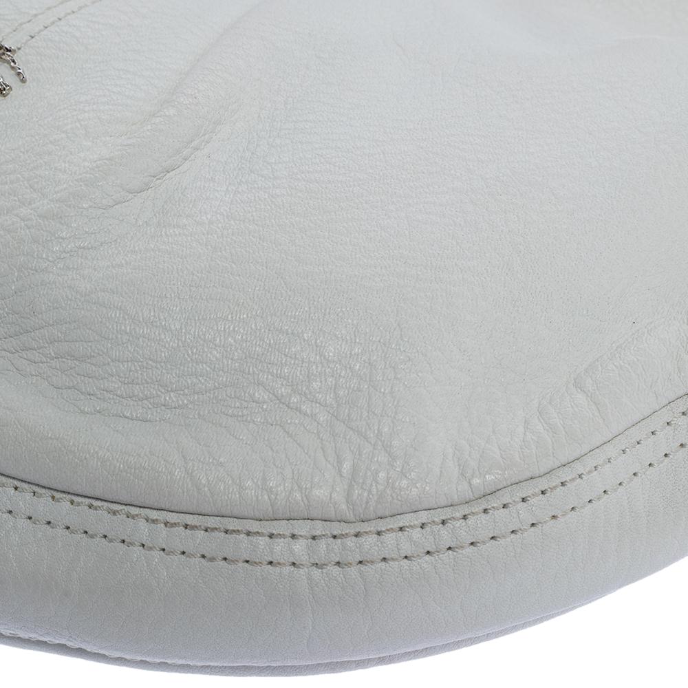 Burberry White Leather Small Malika Hobo For Sale 4