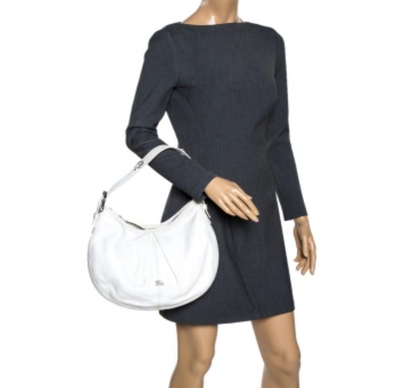Burberry White Leather Small Malika Hobo For Sale 2