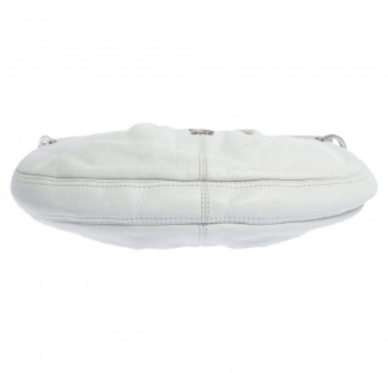 Burberry White Leather Small Malika Hobo For Sale 3