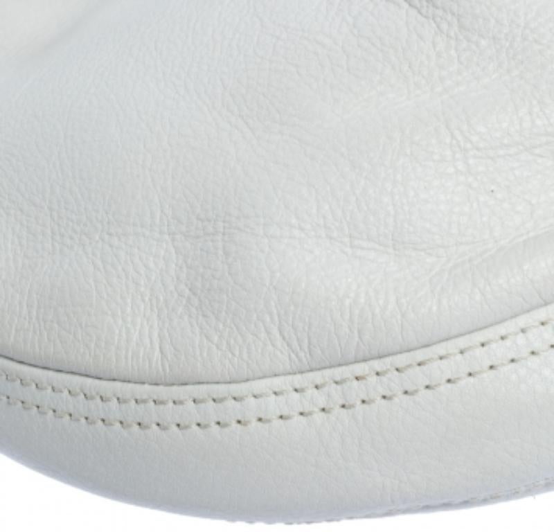 Burberry White Leather Small Malika Hobo For Sale 4