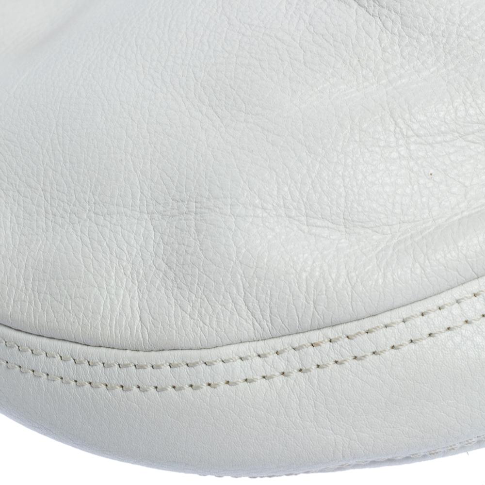 Burberry White Leather Small Malika Hobo For Sale 3