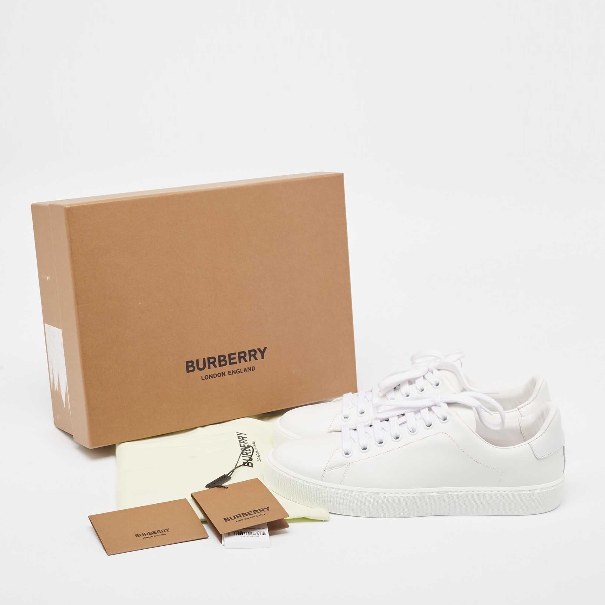 Burberry White Leather Westford Low Top Sneakers Size 39.5 4