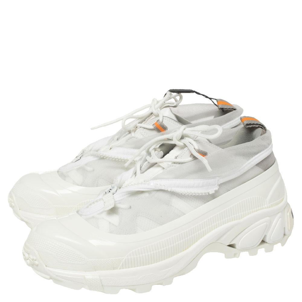 Burberry White Mesh and Rubber Arthur Low Top Sneakers Size 36 at