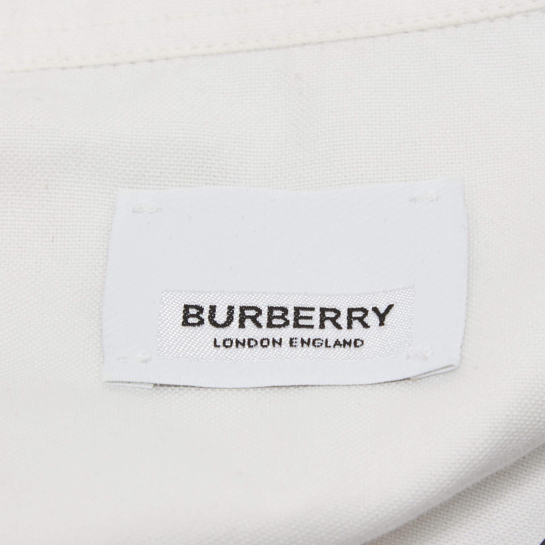 Burberry White Monkey Print Cotton and Jersey Iconic Striped Shirt L In Fair Condition For Sale In Dubai, Al Qouz 2