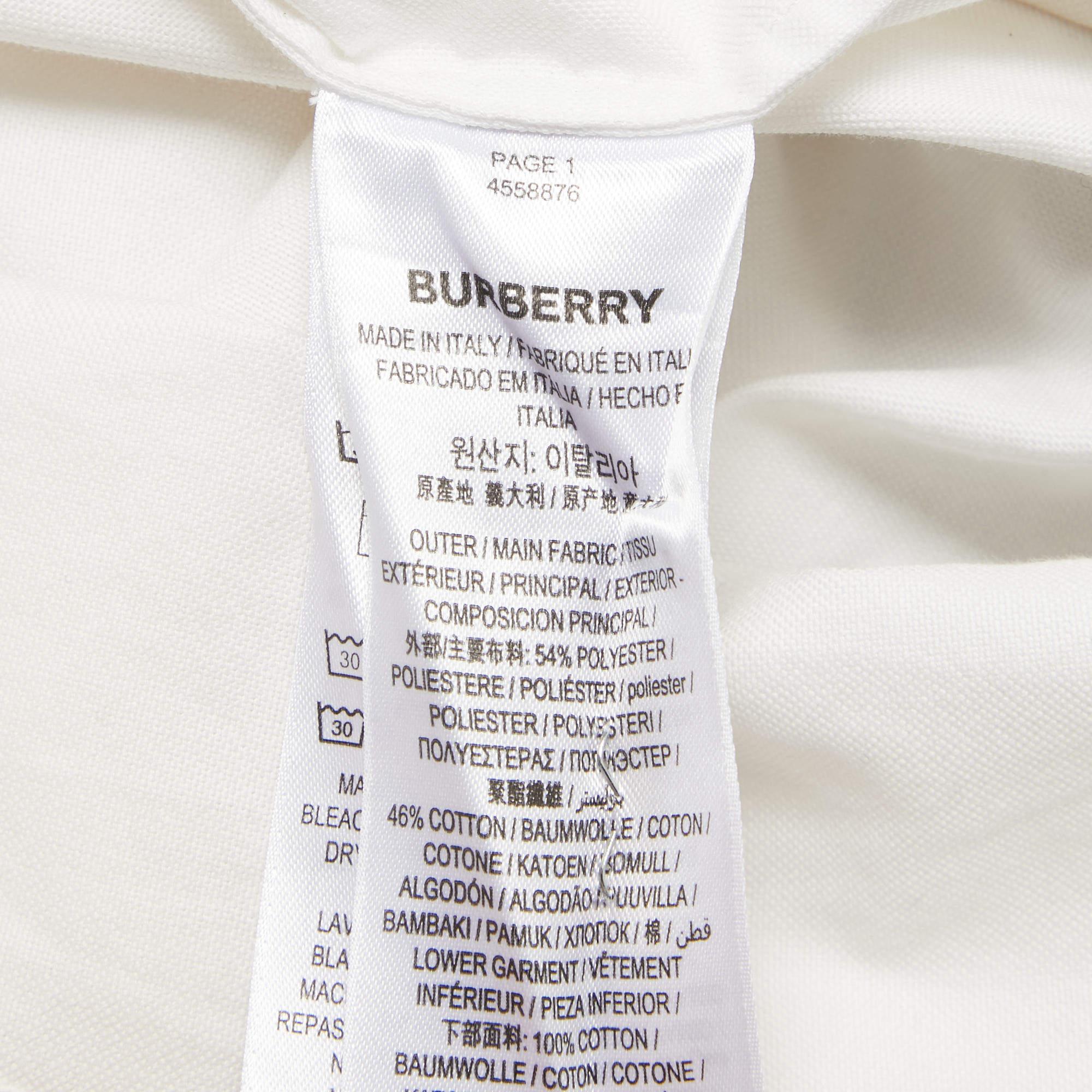 Burberry White Monkey Print Cotton and Jersey Iconic Striped Shirt L For Sale 1