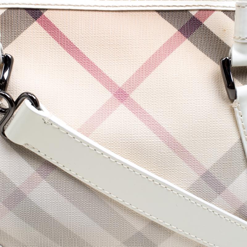 Burberry White Nova Check PVC and Patent Leather Shoulder Bag 1