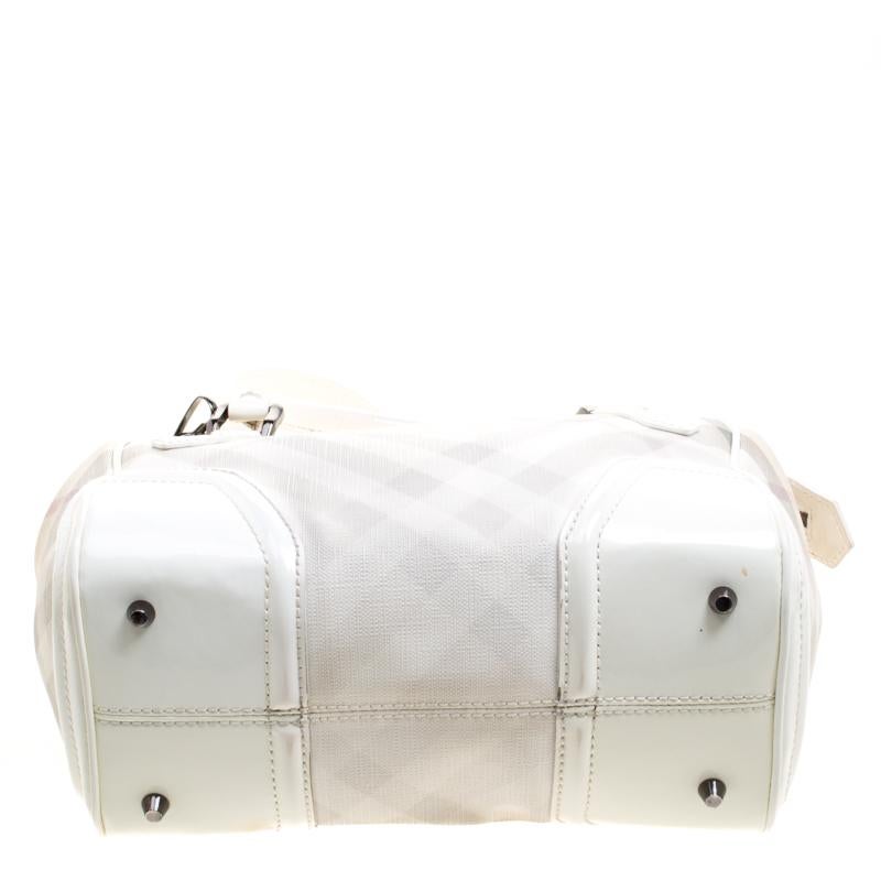 Burberry White Nova Check PVC and Patent Leather Shoulder Bag 2
