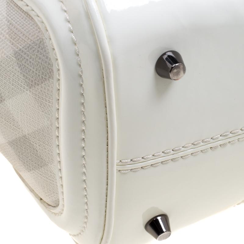 Burberry White Nova Check PVC and Patent Leather Shoulder Bag 5