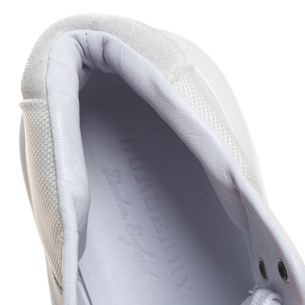 Burberry White Nylon, Suede and Leather Regis L High Top Sneakers Size 41 In New Condition In Dubai, Al Qouz 2