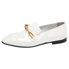 Burberry White Patent Leather Chillcot Slip On Loafers Size 36