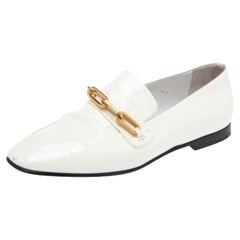 Burberry White Patent Leather Chillcot Slip On Loafers Taglia 36